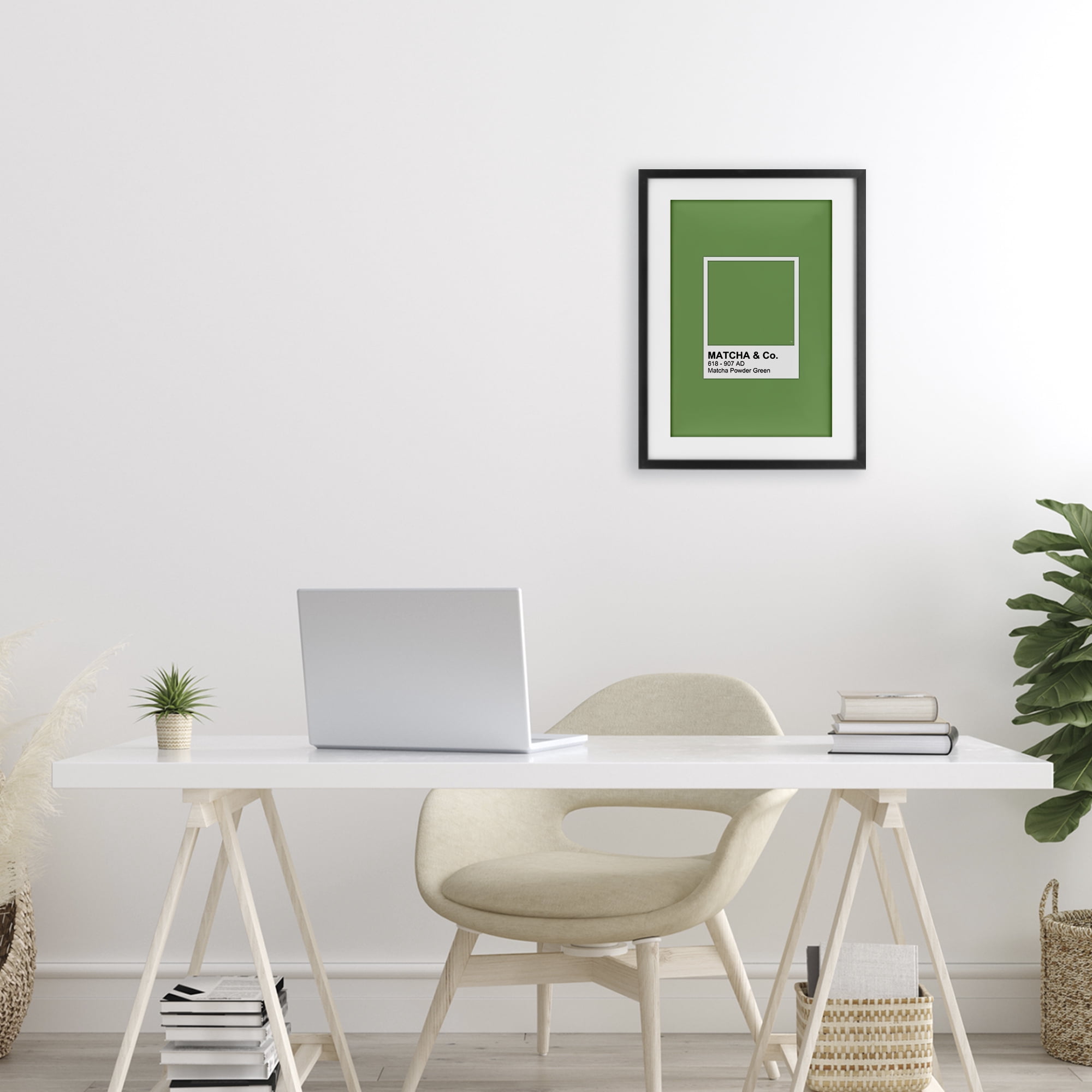 Stupell Industries Matcha Powder Green Shade Black Framed Print Under Glass, design by Martina Pavlova