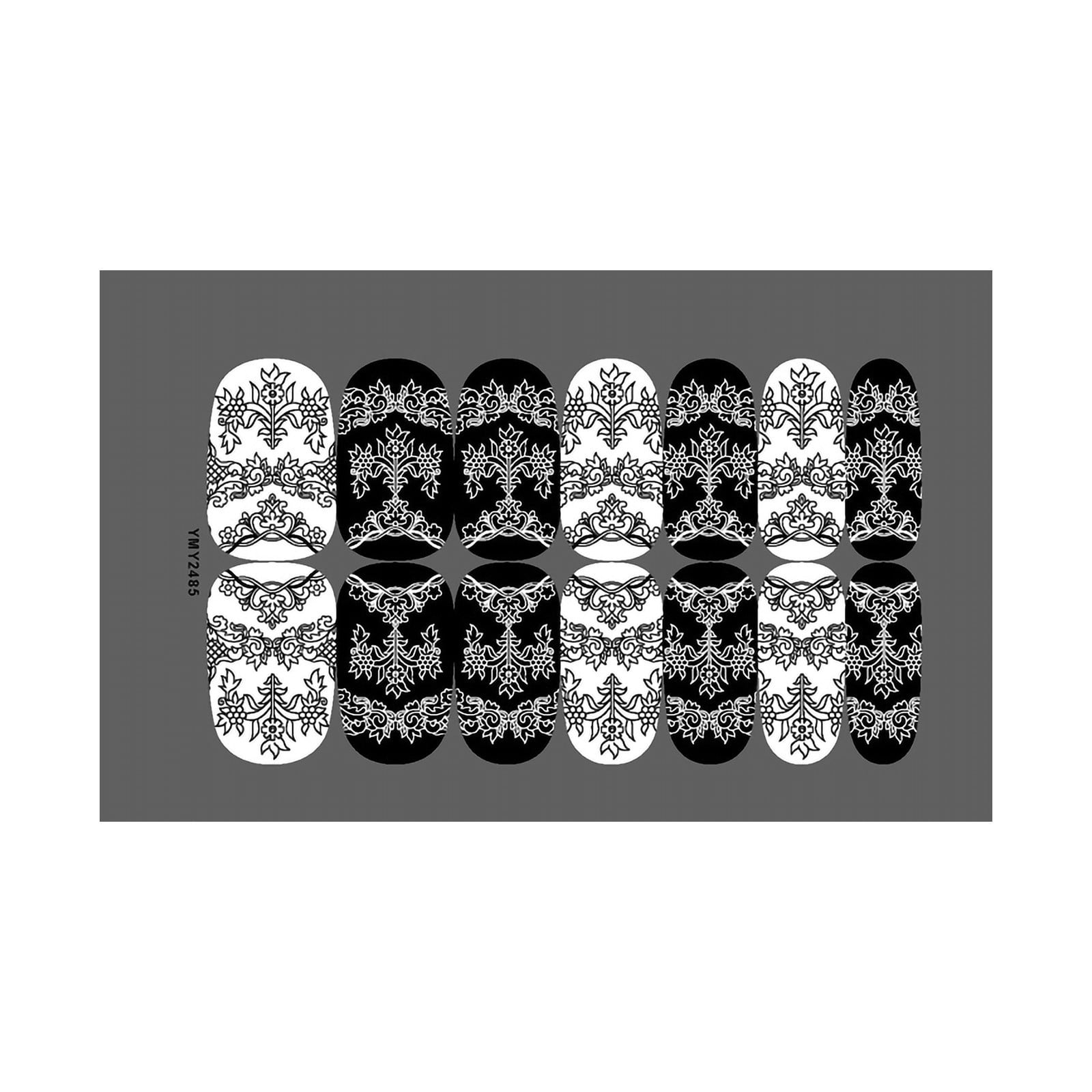BYCZX Black White Series Of Nail Stickers Full Of Nail Stickers
