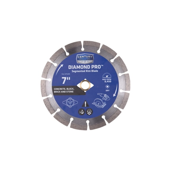 Century Drill & Tool 75455 Diamond Segmented Rim Blade, 7"