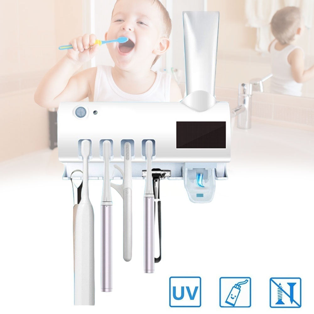 2in1 UV Light Ultraviolet Toothbrushes Sterilizer Toothpaste Squeezers Dispenser 