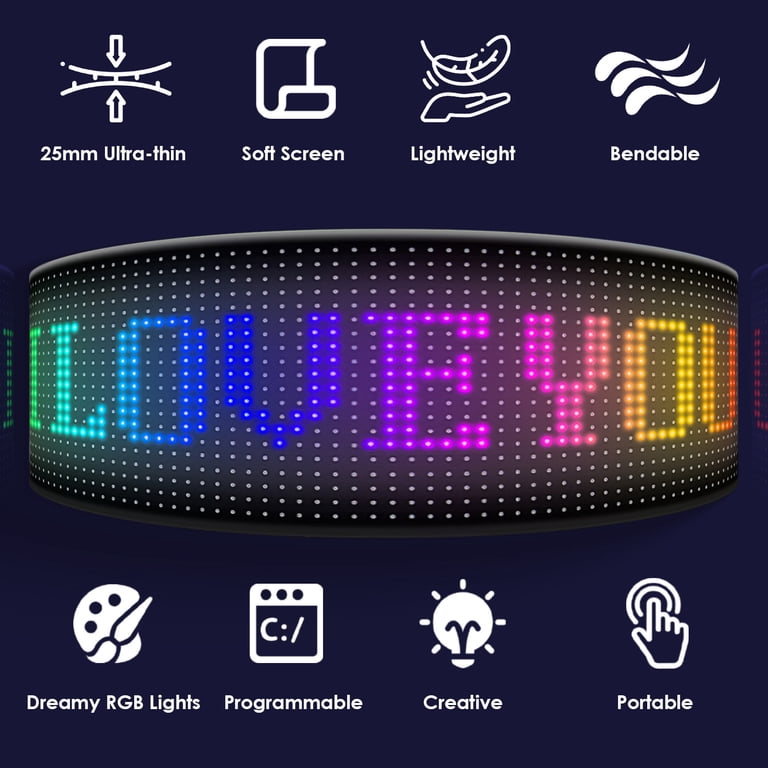 Moclever 2Pack 16x96 LED Matrix Panel for Car, Ultra-thin