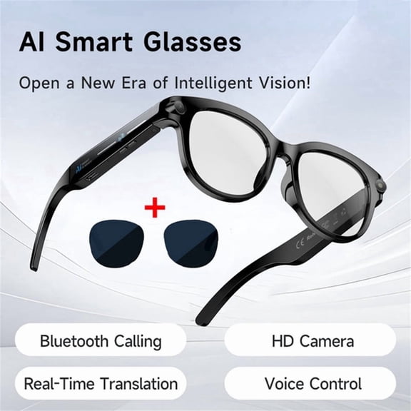 AI Smart Glasses 2MP Camera Glasses Real-Time Translation Bluetooth Call Sunglasses Audio Video Music Player Glasses