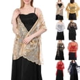 thumbnail image 5 of Long Sparkly Sequin Sheer Tulle Lace Embroidery Shawl Wrap Scarf Evening Wedding, 5 of 9