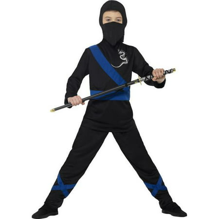Smiffys 21073S Ninja Assassin Costume with Hood Mask Top & Trousers, Small - Black &