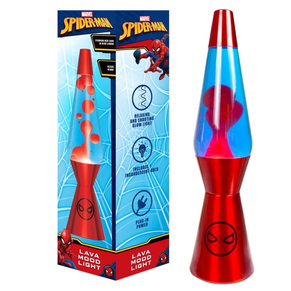 Spiderman 16" Red Motion Volcano Lamp, Red Wax in Blue Liquid, Included Bulb