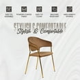 thumbnail image 4 of LeisureMod Dining Chair Upholstered Leather Armchair Velvet Accent Ergonomic Padded Seat and Back Durable Stainless Steel Base for Modern Home, Kitchen, Living Room Bella Series in Brown Set of 4, 4 of 11