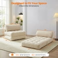 thumbnail image 6 of Puremind Folding Sofa Bed, Convertible Floor Couch for Adults/Kids, Corduroy Fold Out Chair Bed with Pillow for Living Room/Bedroom, Beige, 6 of 7