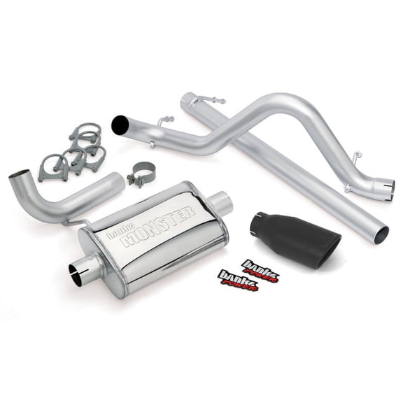 Banks Power 07-11 Jeep 3.8L Wrangler - 2dr Monster Exhaust System - SS Single Exhaust w/ Black Tip Fits select: 2008 ,2011 JEEP WRANGLER UNLIMITED
