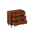 thumbnail image 7 of EHANCIS Walnut Mid Century Modern Nightstand, 3 Drawer Fluted Wooden Bedside Table with Metal Handles, Storage Side Cabinet for Bedroom Living Room Hallway, 7 of 7