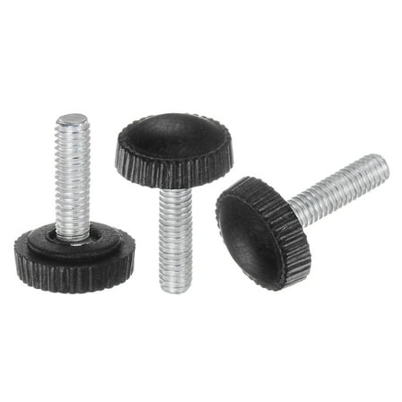 Uxcell 50 Packs M4 x 20mm Metric Male Thread Knurled Knobs Thumb Screw Clamping Knobs Grip Black