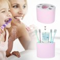 thumbnail image 2 of Unique Bargains Toothbrush Holders Bathroom Toothbrush Holders Toothbrush Storage Organizers 4.69"x3.62"x3.73" Pink, 2 of 7
