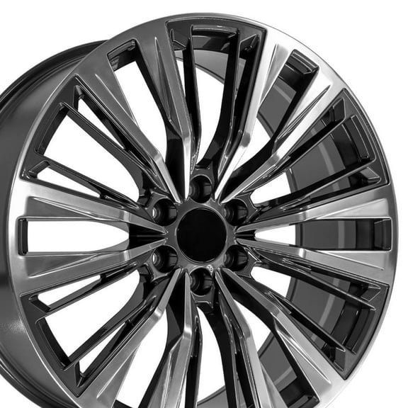 OE Wheels CA93 24 Inch Rim Fits Escalade-V Series Style 6x139.7 24x10 Gloss Gunmetal with Polished Face - Hollander 4869 (1)
