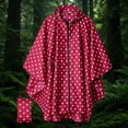 thumbnail image 4 of ZGRBOU Unisex Rain Poncho Fashion Polka Dot Hooded Waterproof Raincoat Lightweight Hiking Packable Rain Jacket, 4 of 4