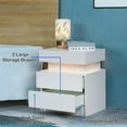 JDZHAPPYLIFE LED Nightstand for Bedroom Modern High Gloss Wood 2
