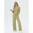 Women’s Ribbed Two-Piece Loungewear Set – V-Neck Top & Straight-Leg Pants
