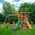 thumbnail image 2 of Gorilla Playsets Avalon Swing Set with Vinyl Canopy, Trapeze Arm, Climbing Wall and Slide, Amber, 2 of 10