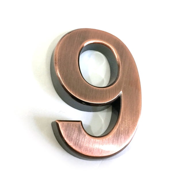 Wosthever Números de casa Hogar Delicado Pequeño Número de puerta Galvanoplastia Marca de puerta Accesorios de marcado de puerta Número 9 Decoración del hogar Número 9 Wosthever HA059681-10