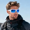 thumbnail image 3 of KANASTAL Blue Sports Sunglasses Mens Polarized Wrap Around Mirrored Womens Rectangular Running Cycling Driving Golf UV400 Protection - White Frame Deep Blue Lens, 3 of 8