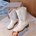 thumbnail image 2 of Ccpelsie Boots for Girl Knee High Boots with Classic Low Heel Round Toe Kids Western Boots for Little/Big Girls(White,13), 2 of 9