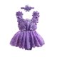 thumbnail image 1 of Conjunto de verano para bebé niña, pelele de malla con bordado floral y diadema con lazo, 2 piezas., 1 of 9