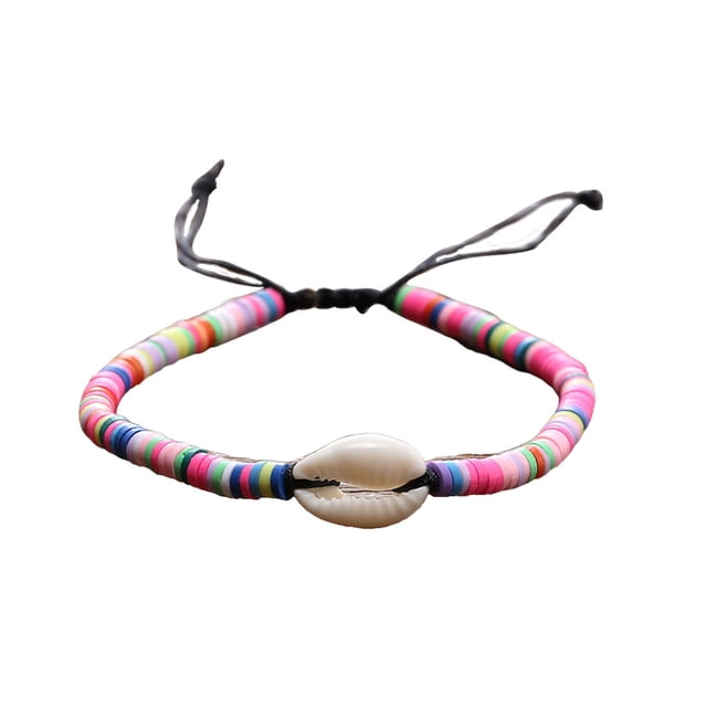 Minnieouse 1 Juego de pulseras trenzadas de resina con cordón ajustable, de concha de cuerda ondulada, accesorios de mujer para el vestido diario Type3 NO3