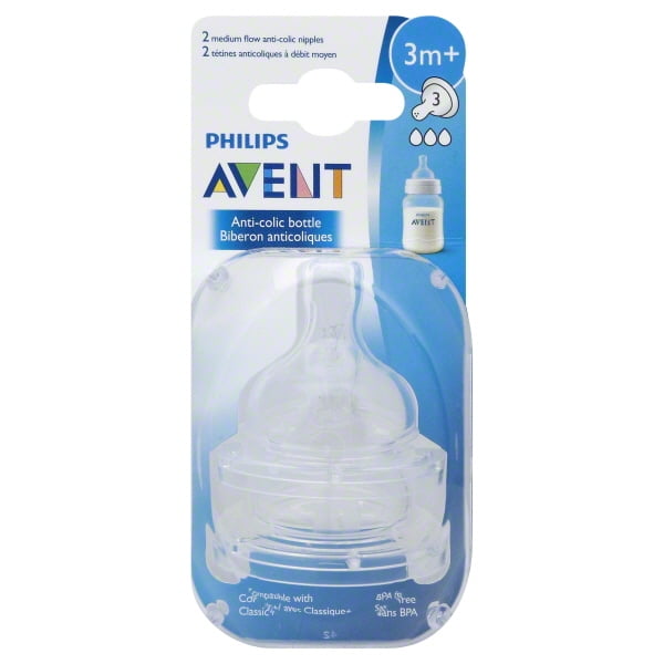 BABY BOTTLE FEEDING ACCESSORY NEW AVENT CLASSIC SILICONE TEATS VARI FLOW 3M 