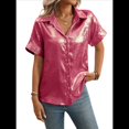 thumbnail image 3 of Tops de Verano para Mujer, de Corta, con Cuello en V, para Hacer Ejercicio, Blusas Bonitas, Elegantes, Informales, A , Camisetas Lisas. Rosa Roja XL, 3 of 9