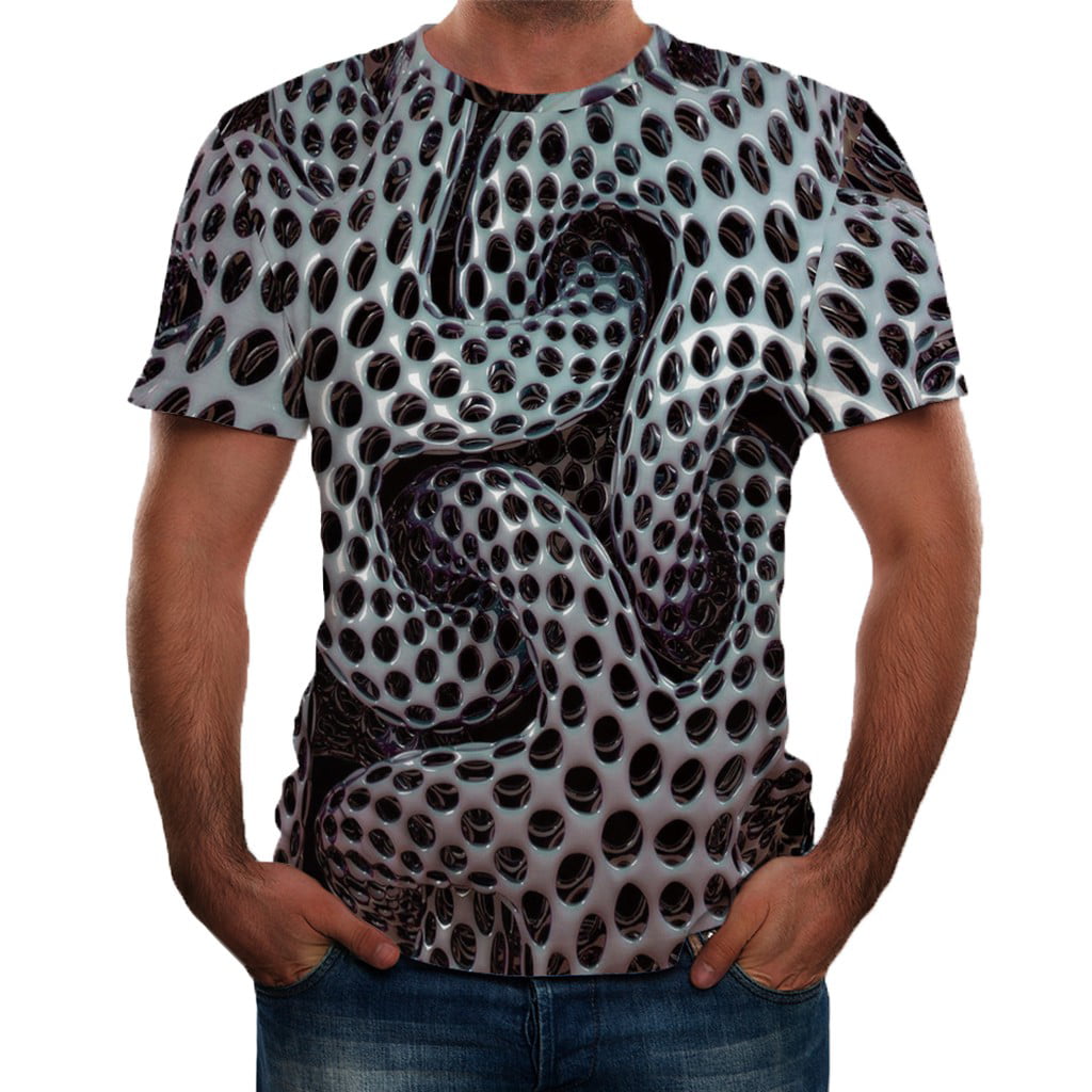 Mens Summer New Printed Short Sleeves Fashionable and Comfortable Blouse Top