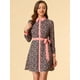 thumbnail image 2 of INSPIRE CHIC Vestido camisero de manga larga floral vintage con cuello en contraste y botones en la parte delantera para mujer Azul M, 2 of 6