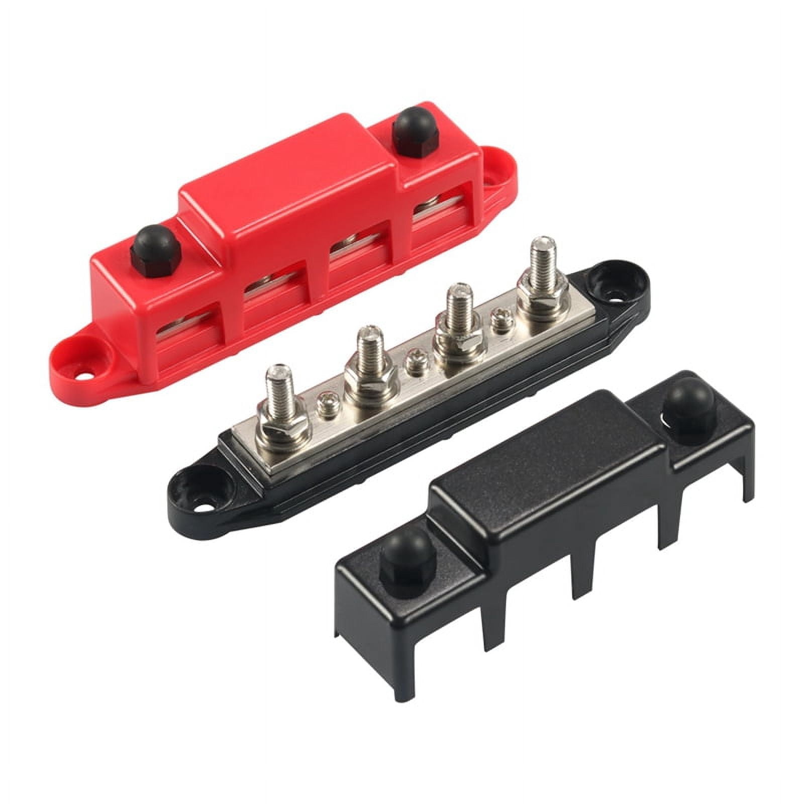12v Bus Bar 4 Post 300A Power Distribution Block 5/16Inch Battery Terminal Block Stud with Cover and Wire Lugs