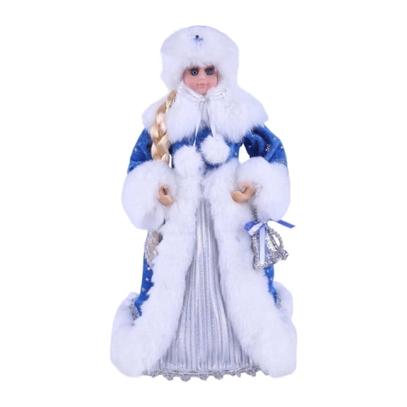 Christmas Snow Girl Doll Figurine Sculpture Polyester Material 30cm Display for Children Holiday Gift