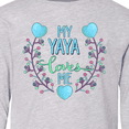 thumbnail image 4 of Inktastic My Yaya Loves Me with Hearts and Flowers Long Sleeve Youth T-Shirt, 4 of 5