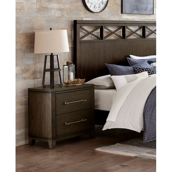 Miekor Furniture Contemporary Style Bedroom 1Pc Nightstand Of 2 Drawers Dark Brown Finish Wooden Furniture Modern Look 08530