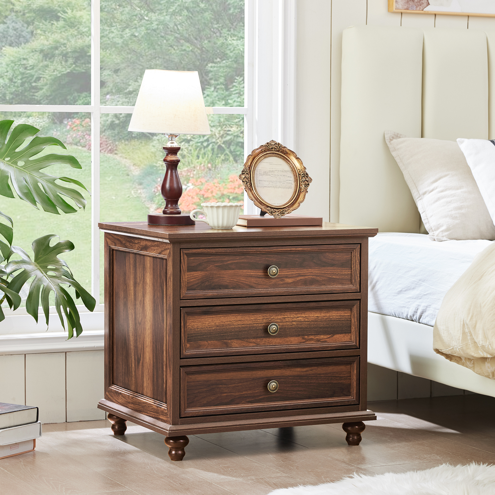 3-Drawers Nightstand Chest Dresser for Bedroom Farmhouse Side Table for Living Room,Closet - Brown