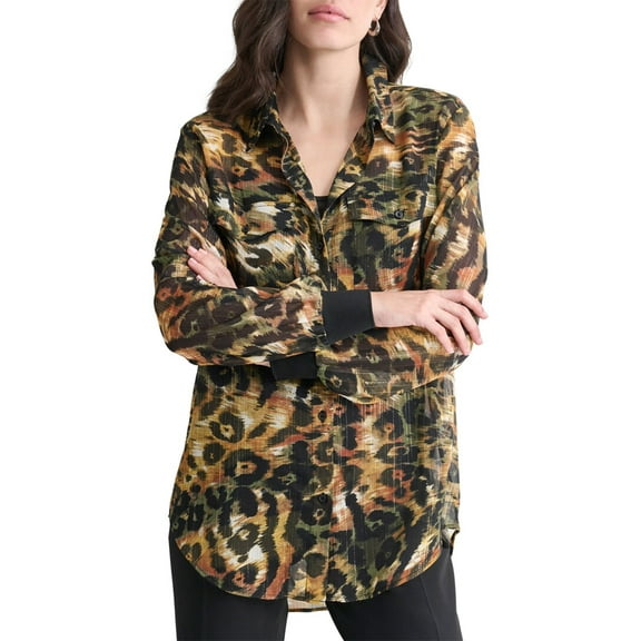 DKNY womens  Printed Shirt, XL