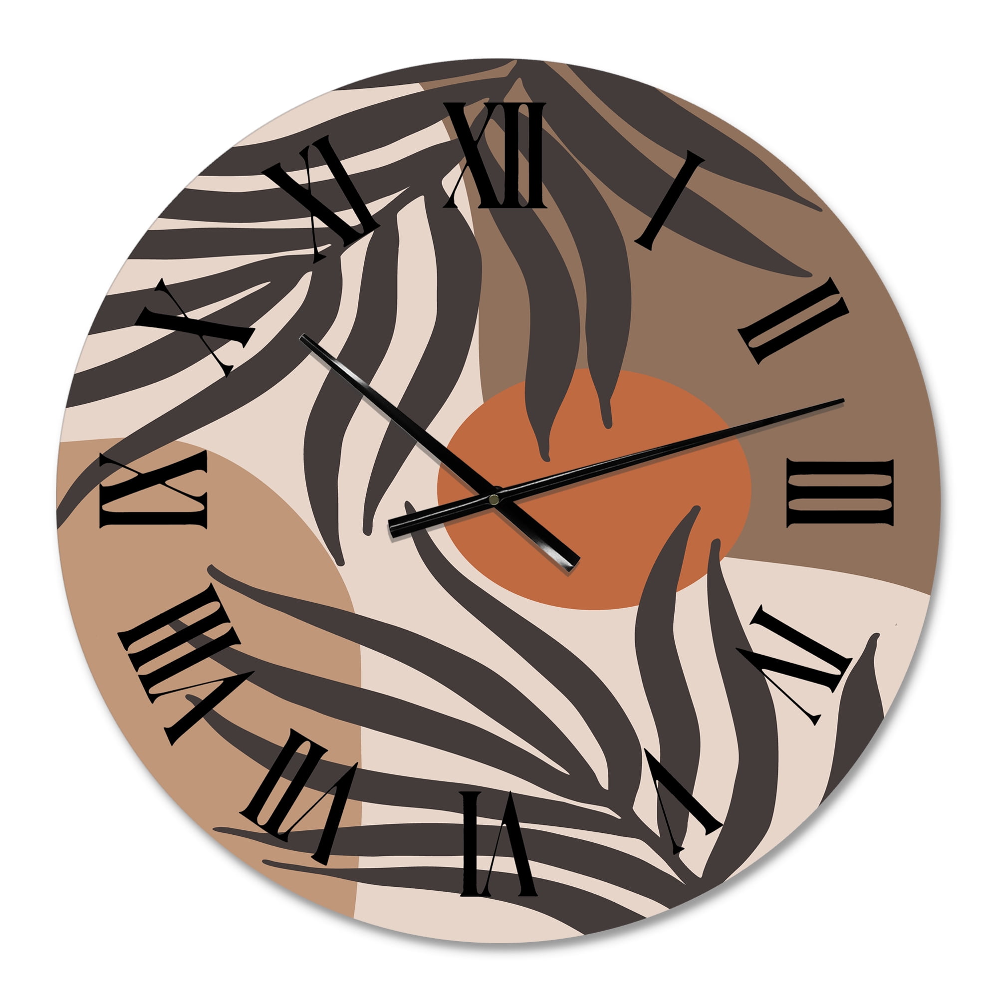 Designart 'Moon & Sun Shapes In Retro Terracotta Tones Iii' Modern Wall Clock
