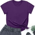 thumbnail image 4 of GEWSEY Womens Loose Fit Tshirts Short Sleeve Summer Tops Casual Workout Yoga Tunic T Shirts Tops (Purple, M), 4 of 5