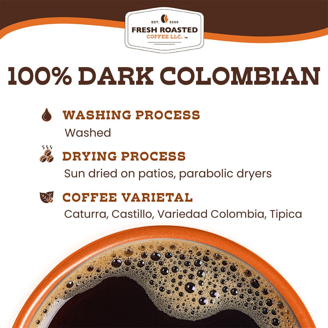 3 pack Fresh Roasted Coffee, 100% Dark Colombian, Medium-Dark Roast, Whole Bean, 12 oz