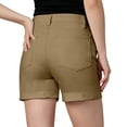 thumbnail image 4 of VBVC Women's High Waisted Slim Chino Shorts , Stretchy Rolled Hem Shorts For Women , Ladies' Solid Color Work Bermuda Shorts with Pockets,Coffee,S-2XL, 4 of 6