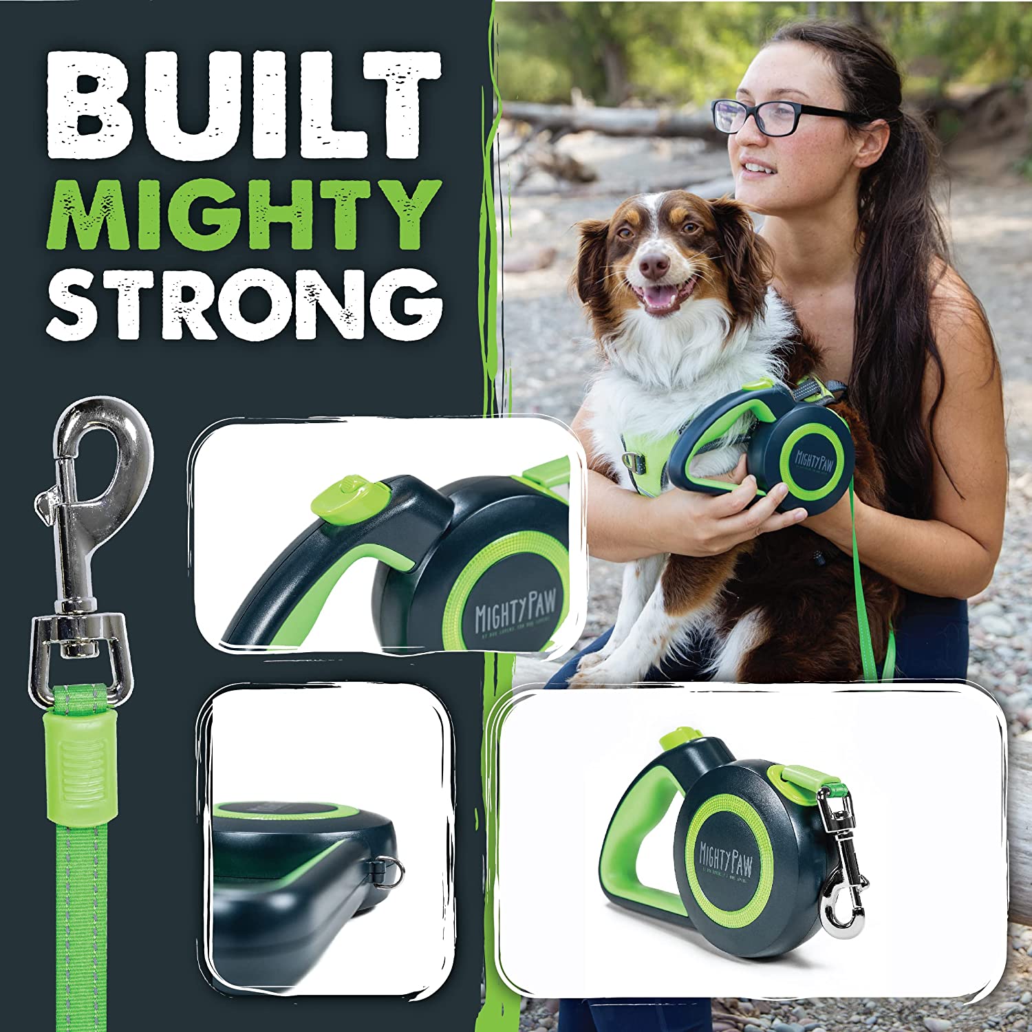 Mighty Paw Retractable Dog Leash 2.0, 16 Feet Green photo 8