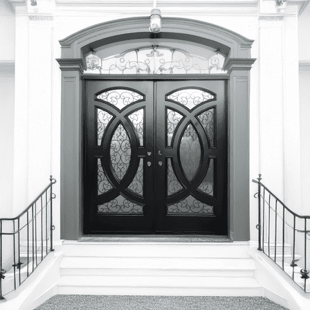 72" x 80" Environment Damage Resistant Polyurethane Composite Exterior Entry House Front Door, Openable Tempered Rain Glass Window, Right-Hand Double Door Inward Swing Espresso  AR06W