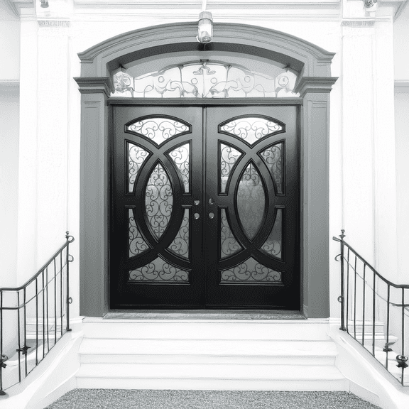 72" x 80" Environment Damage Resistant Polyurethane Composite Exterior Entry House Front Door, Openable Tempered Rain Glass Window, Right-Hand Double Door Inward Swing Espresso  AR06W