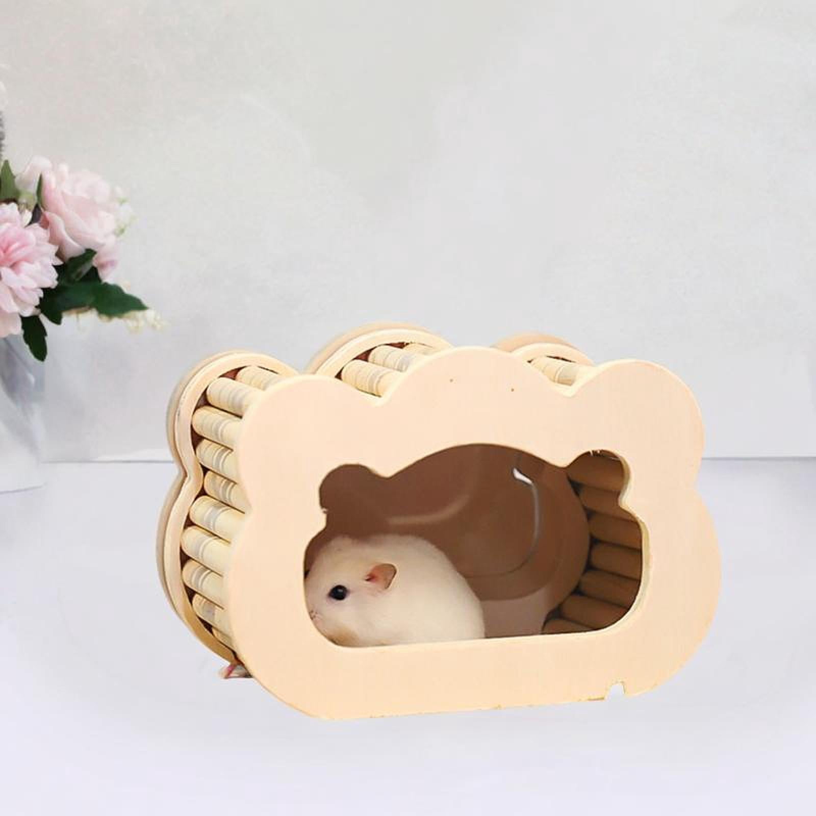 EHJRE Hamster Wooden House Hiding Place Habitat Decor Activity Protection Cage Accessory Hideaway Room to Run Resting Plating Exploration of Games Hiding Pl