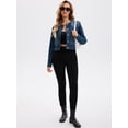thumbnail image 3 of DARING DIVA Women's Collarless Button Down Long Sleeve Denim Jacket L Dark Blue, 3 of 7