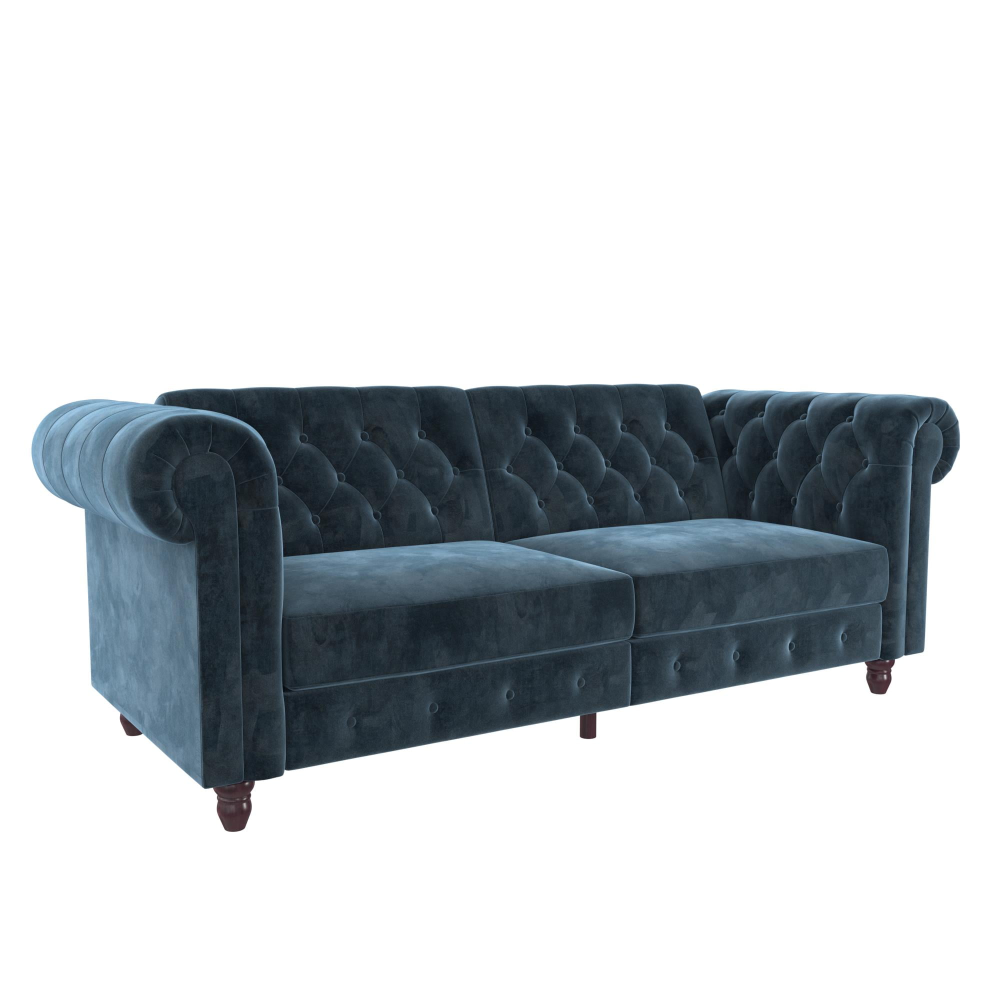 DHP Felix Chesterfield Coil Sofa Futon, Black Velvet