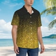 thumbnail image 5 of Daiia Gold Glitter Gradient Hawaiian Shirt for Men Gentle Cotton Regular Short Sleeve Casual-Large, 5 of 9
