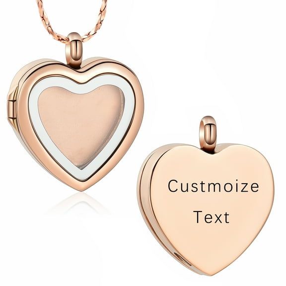 Heart-Shaped Memorial Photo Pendant Cremation Jewelry for Ashes Holder Urn Necklace Lockets for Ashes of Loved One