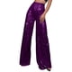 thumbnail image 3 of Pantalones de pierna recta ancho con lentejuelas para mujer, pantalón largo, holgado, de cintura alta, estilo coreano, color negro, rosa y morado, 3 of 5