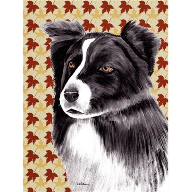 15 x 15 In. Border Collie Fall Leaves Portrait Flag, Garden Size