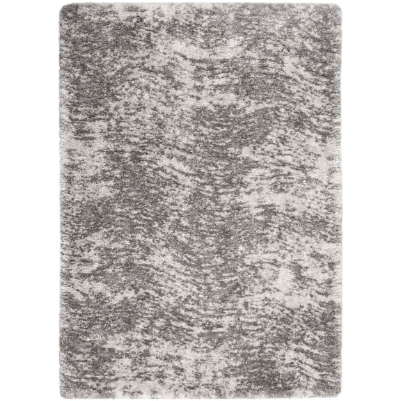 Nourison Luxurious Shag Abstract Plush Area Rug Charcoal Grey 5'3" x 7'3"